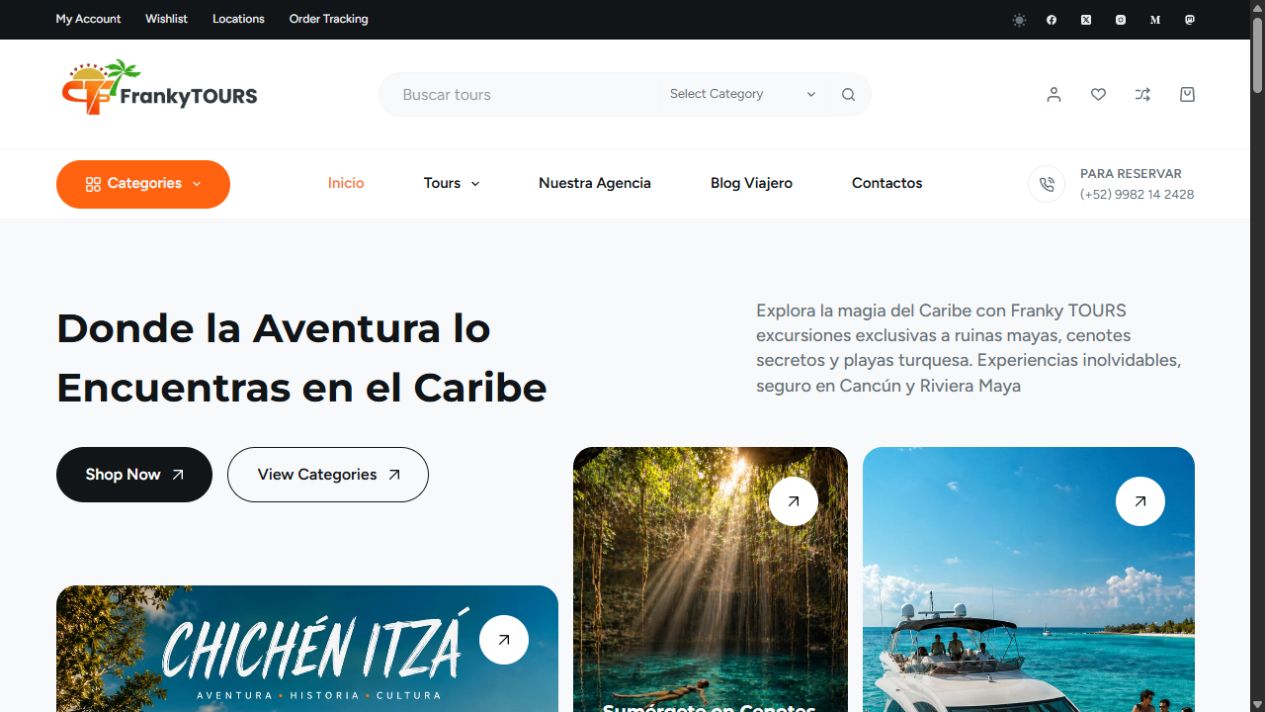 Portada pública: evidencia visual de FrankyTOURS